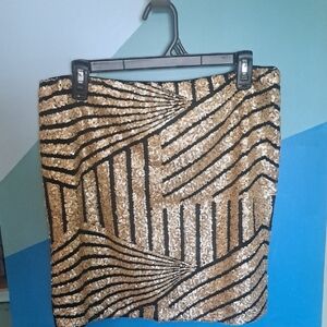 Romeo & Juliet Couture Gold Sequin Mini Skirt ,Large,Jr.